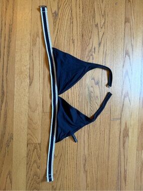 Ralph Lauren Black Triangle Bikini Top with Contrast Stripe Band